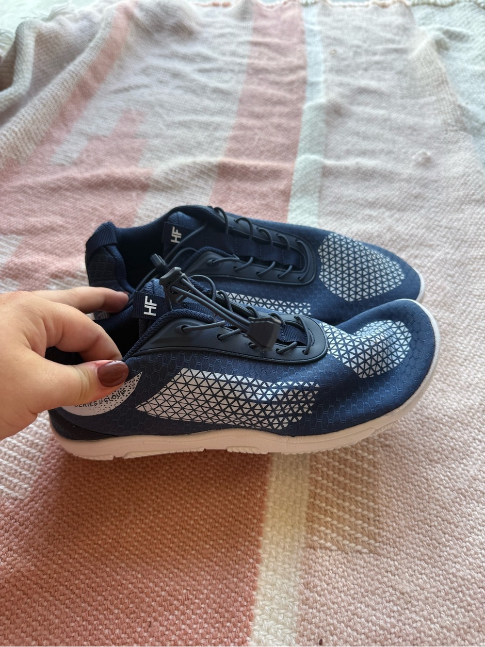 HIKE Navy Athletic Sneakers with Geometric Print -